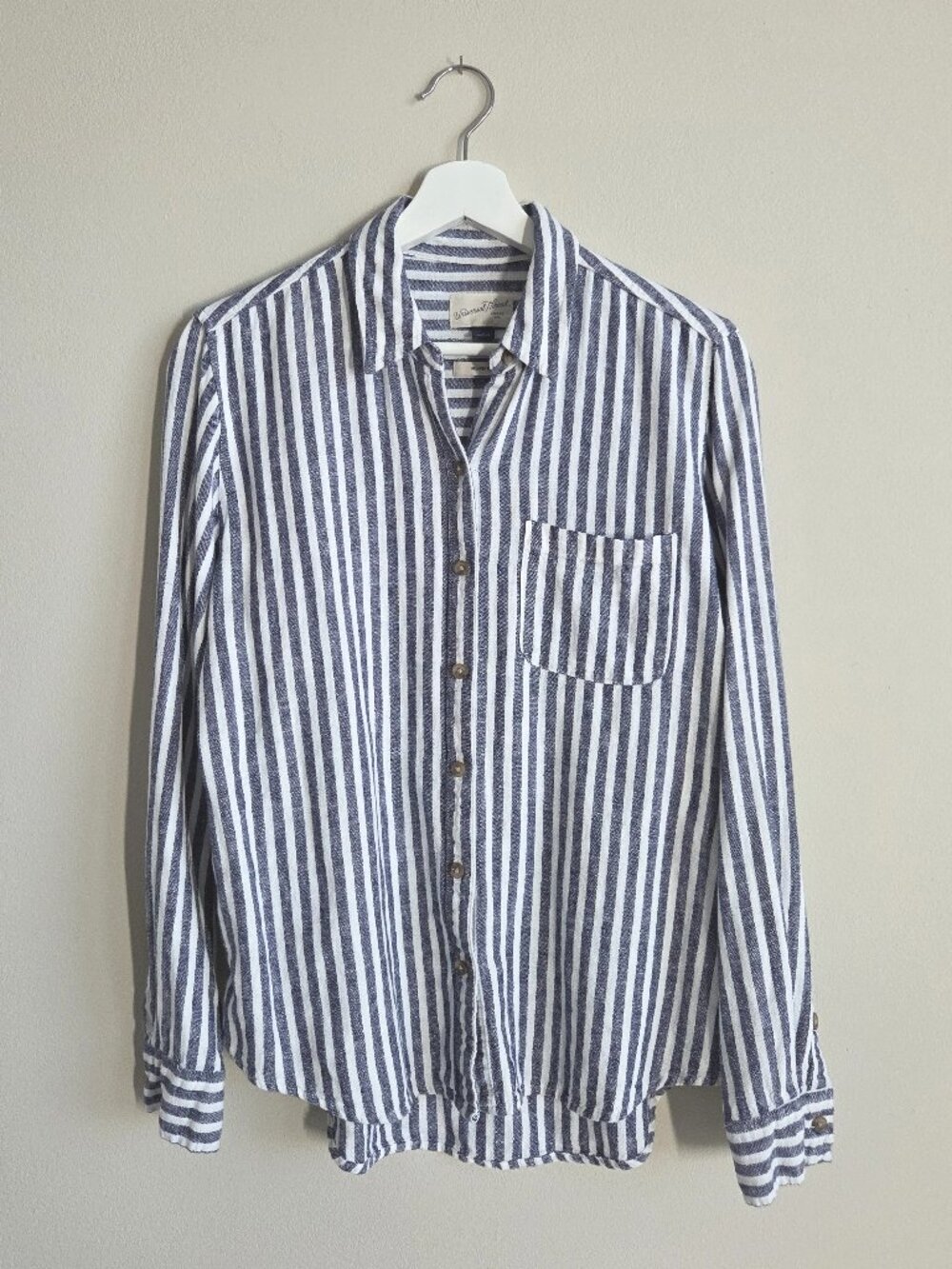 Universal Thread Linen Blend Striped Relaxed Fit Button Down Shirt